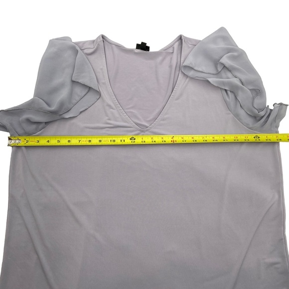 Torrid Studio Knit V-Neck Chiffon Sleeve Tee Size 3X Plus Size Lilac/Grey - Picture 9 of 11